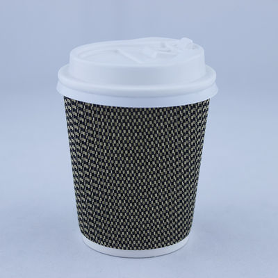 Kompostowalny 12 oz podwójny ścianny gorący kubek, drukowany Kraft Ripple Wall Paper Cup