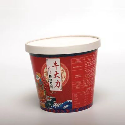 Wypakowane papierowe miski z makaronami do szybkiego jedzenia Ramen Puchar z pokrywką 1100 ml