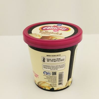 6 oz 175 ml papierowe kubki z mrożonym jogurtem, płaską pokrywką, specjalne kubki z lodem z łyżką