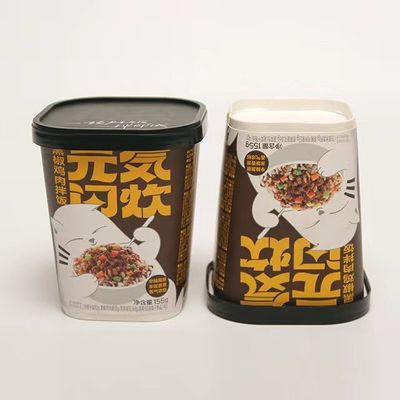 Gorąca żywność makaron papierowy kubek 600ml Jednorazowy druk na zamówienie Puchar kwadratowy z pokrywą