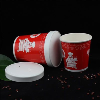 12 oz jednorazowych kubków z zupą z pokrywkami