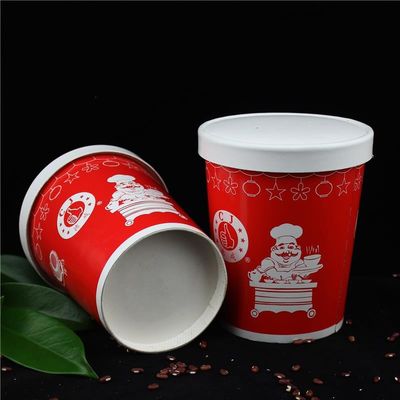 12 oz jednorazowych kubków z zupą z pokrywkami