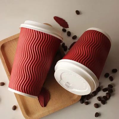 Kawa, kompostowalne kubki z podwójnymi ścianami, wydrukowane kubki z papieru.