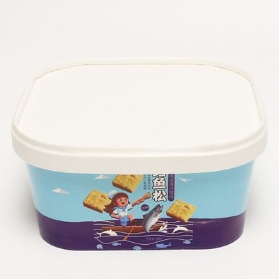 Ekologiczna miska papierowa do jedzenia, 1100 ml kwadratowy zestaw z sałatką papierową z pokrywką