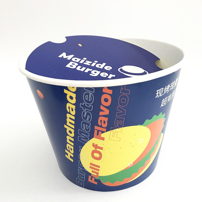 Niestandardowe jednorazowe wiadra papierowe 170 oz Jednorazowa ściana 220 mm Top Cup dla popcornu