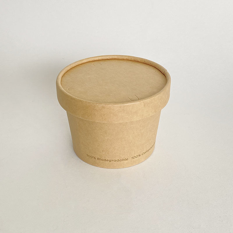 Papierowy kubek z gorącą zupą z pokrywką 8 oz 240 ml PE powlekane Kraft Noodle Bowl